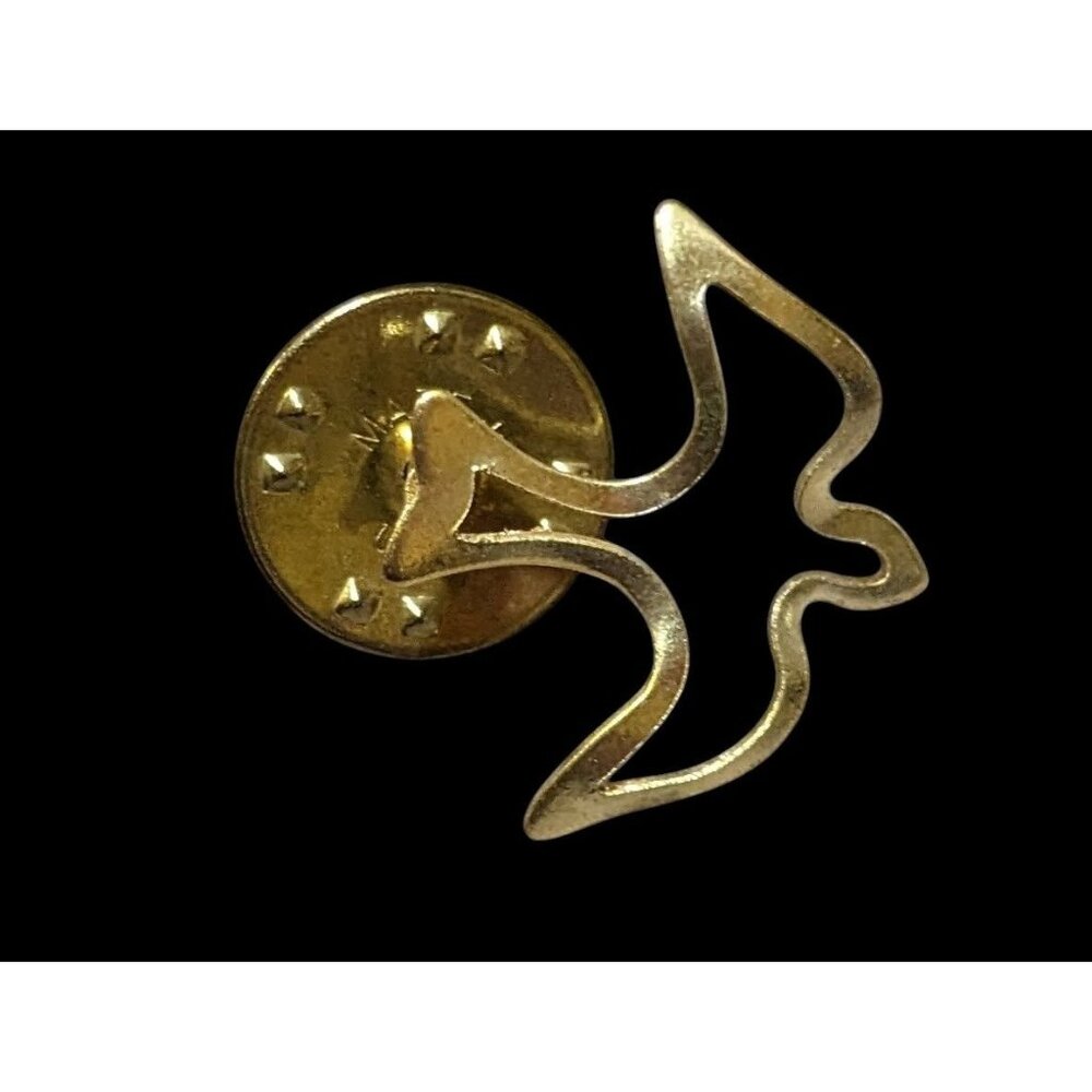 Vintage Gold Tone Open Dove Peace Lapel Pin